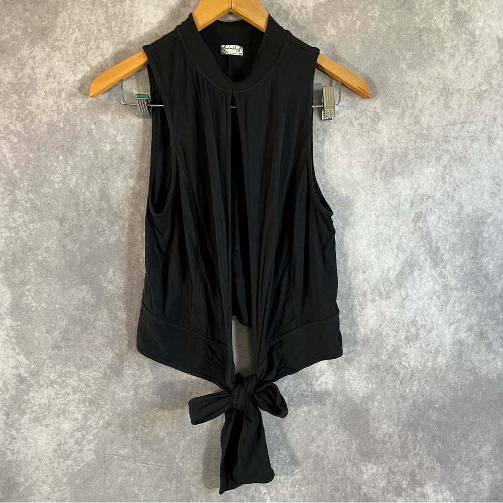 Free People Highneck Pullover Tie Waist Intimately Black Tank‎ Top Womens Medium